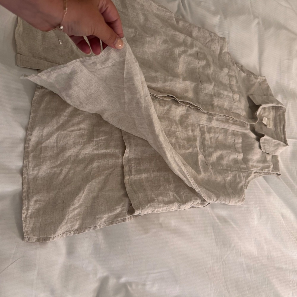 NWT Chico's 100% Linen Sleeveless Shirt Cream Hidden Side Slit Tank‎ Top Sz XL-P - Picture 5 of 9